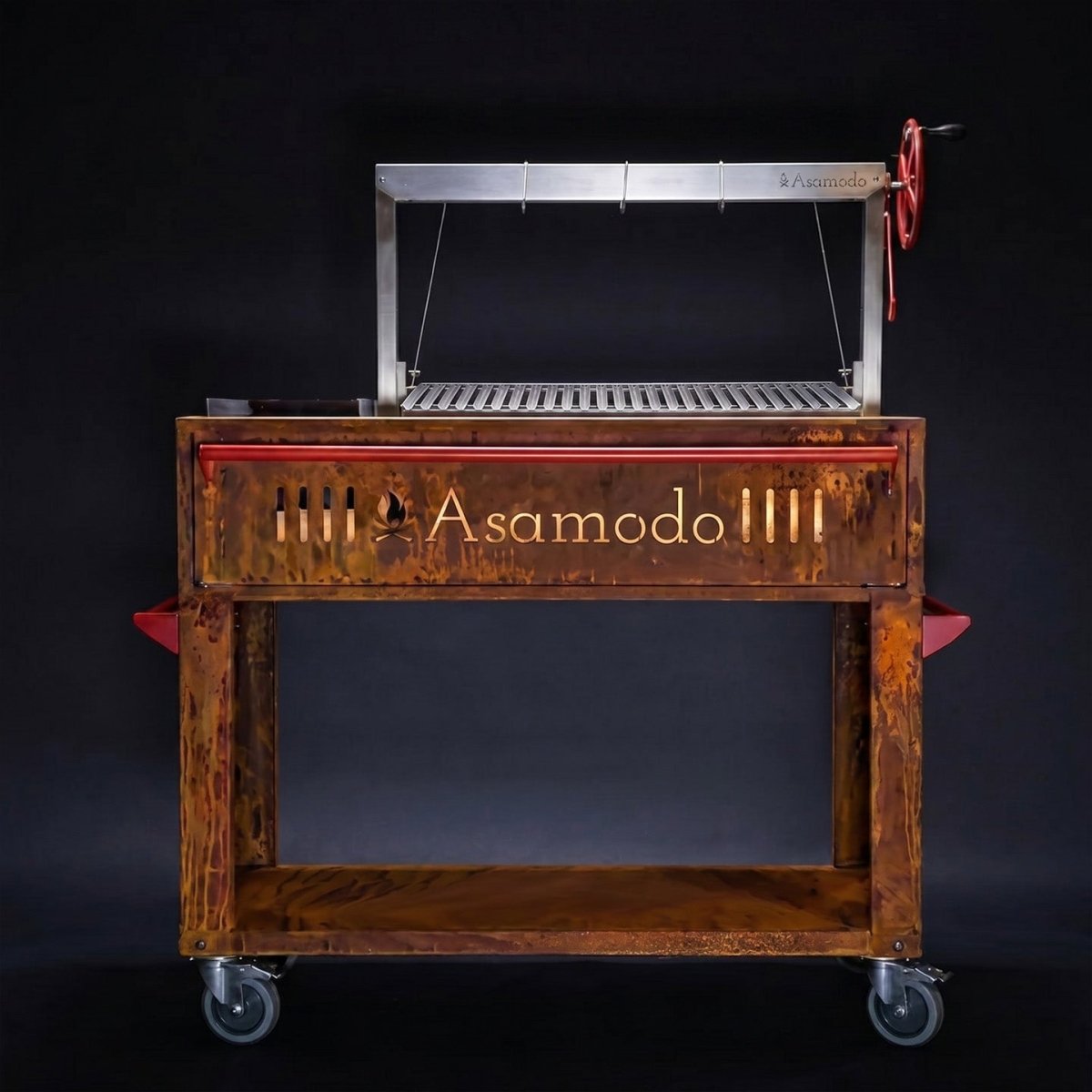 Brasa Corten - Argentinischer Asado Holzkohlegrill - AsamodoGrillmit Rollen